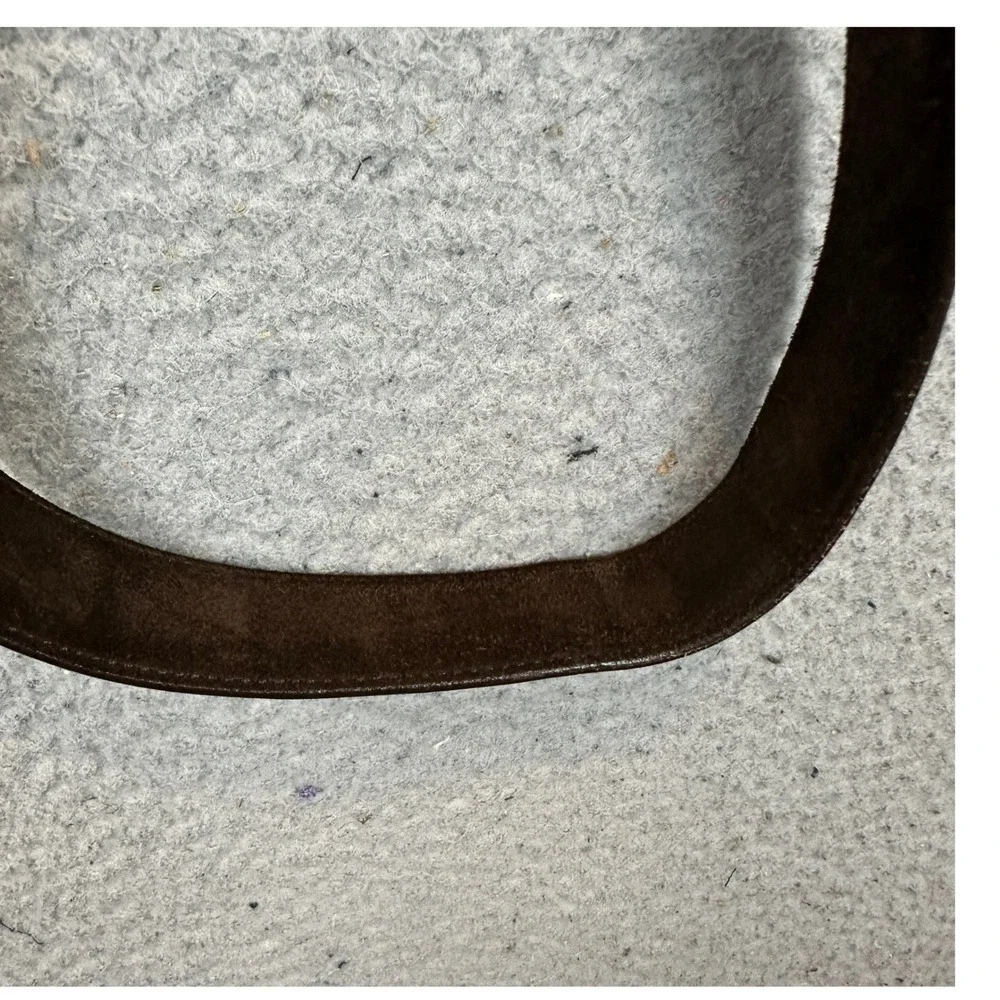 Brooks Brothers Belt Men 40 Suede Dark Brown Silver Buckle Classic Made In Italy